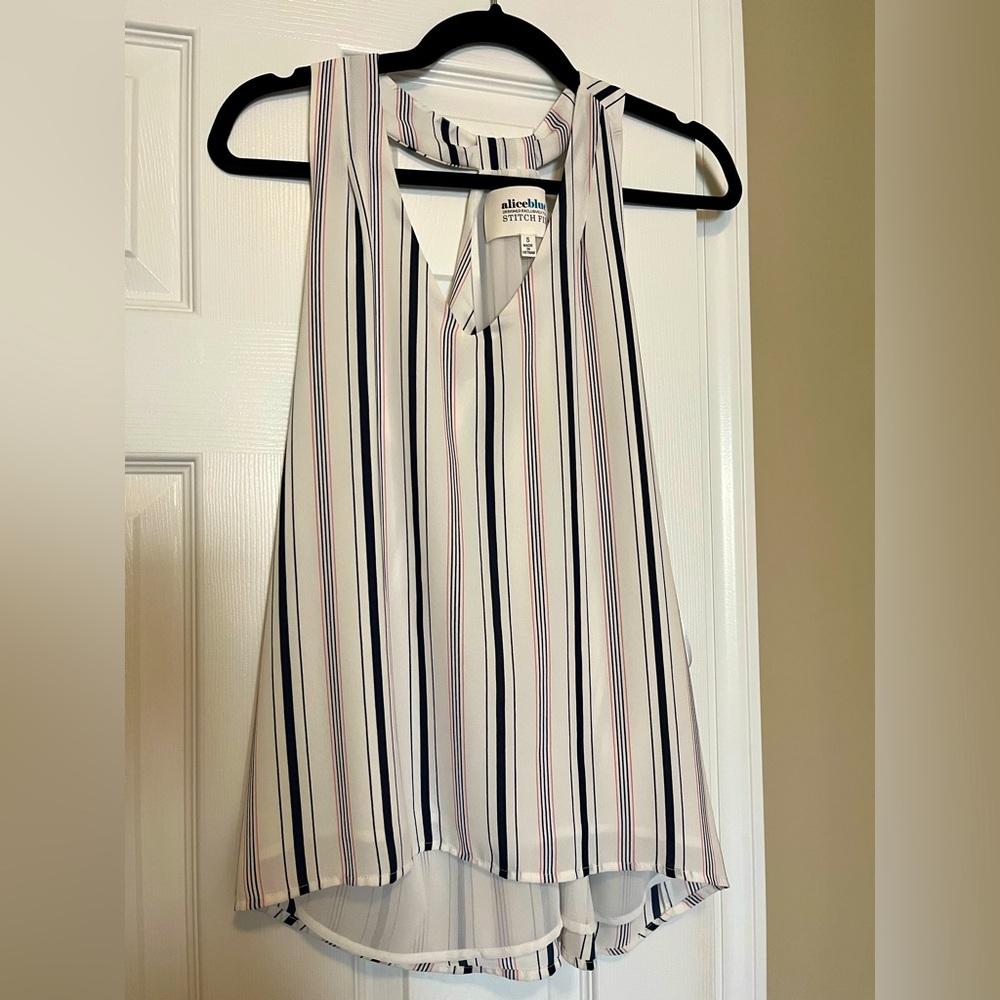 Pin stripe halter sleeveless blouse